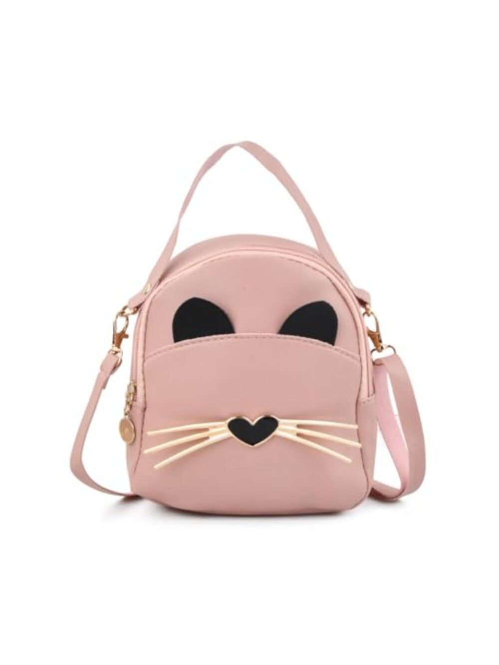 Girls Mini PU Leather Cat Crossbody Bag Detachable Strap Messenger Purse